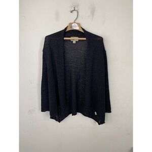 Habitat Black Open Knit Cardigan Sweater Womens Small Cotton Goth Emo Grunge